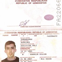 Утеряны документы на имя Samandarov Akmalbek
