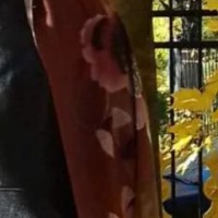 Палантин коричневый крупный цветок